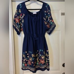 Ana & Rose Navy Dress with Embroidery